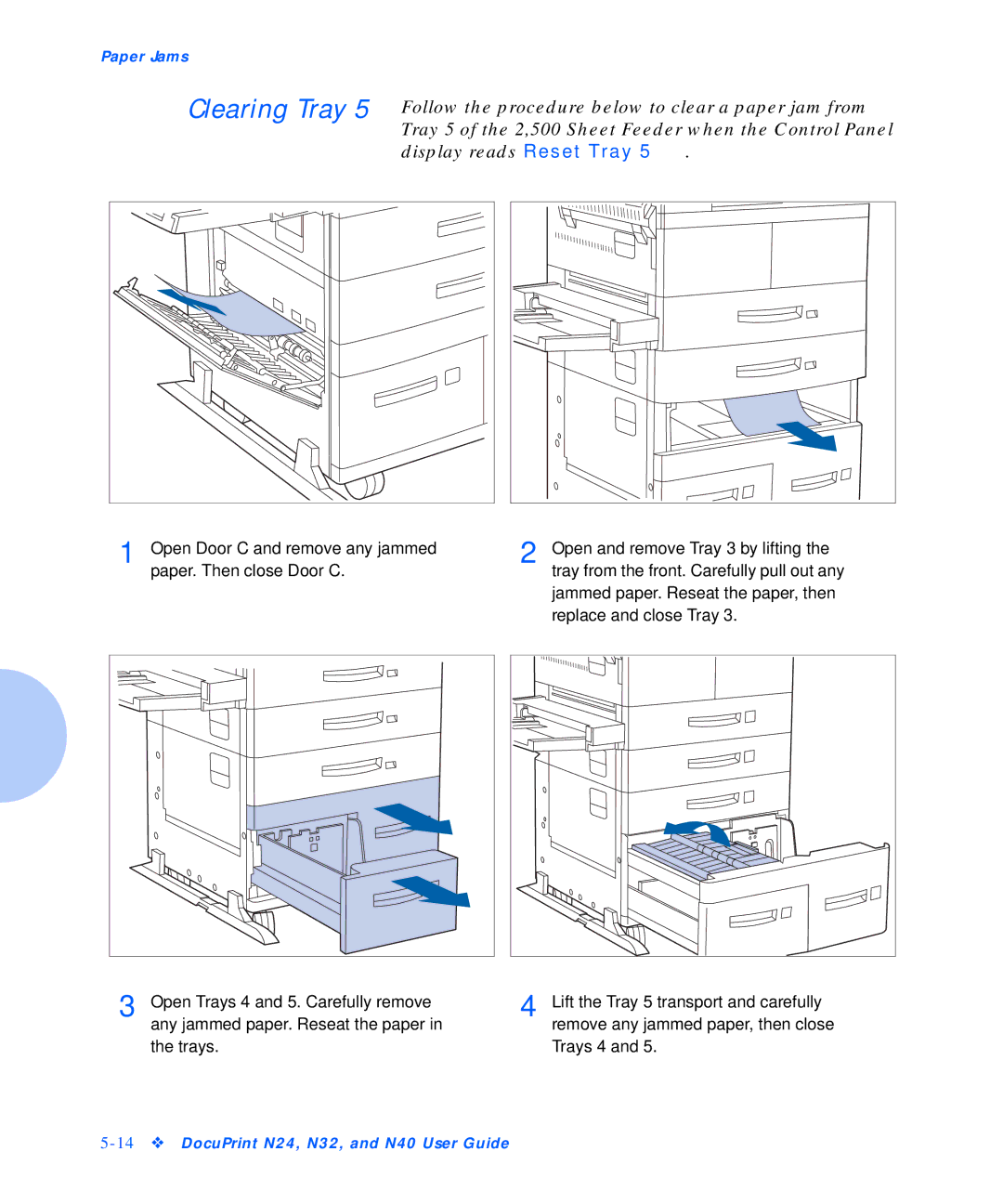 Xerox N32, N24, N40 manual Paper Jams 