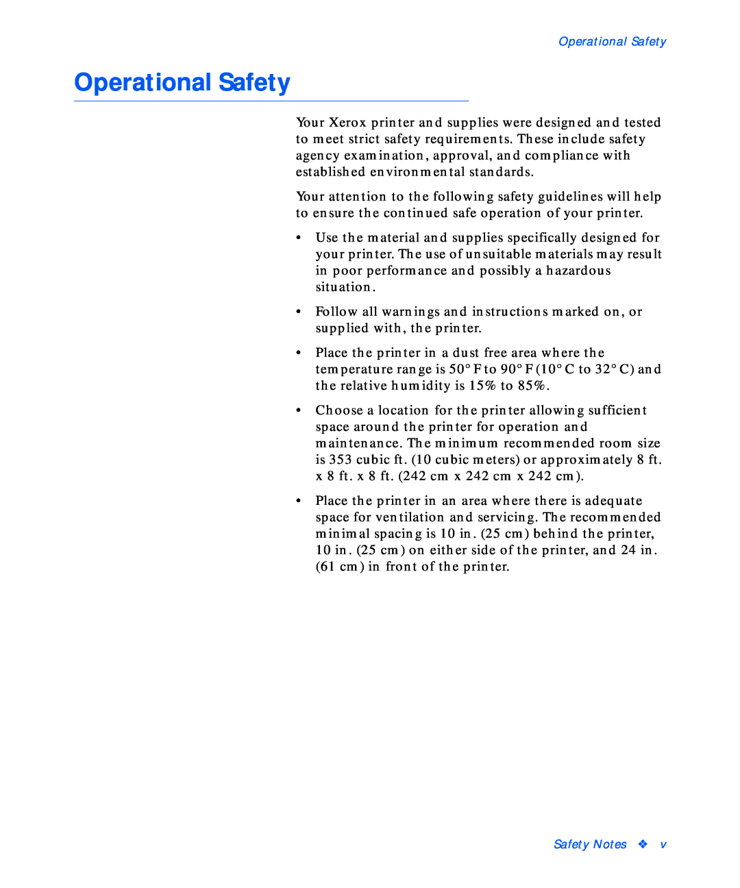Xerox NC20 manual Operational Safety 