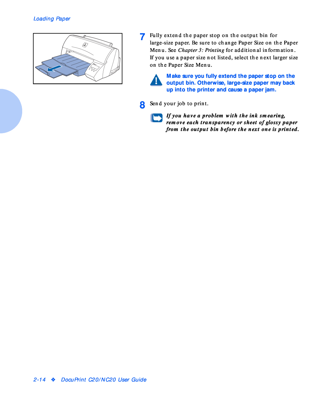Xerox manual Loading Paper, DocuPrint C20/NC20 User Guide 