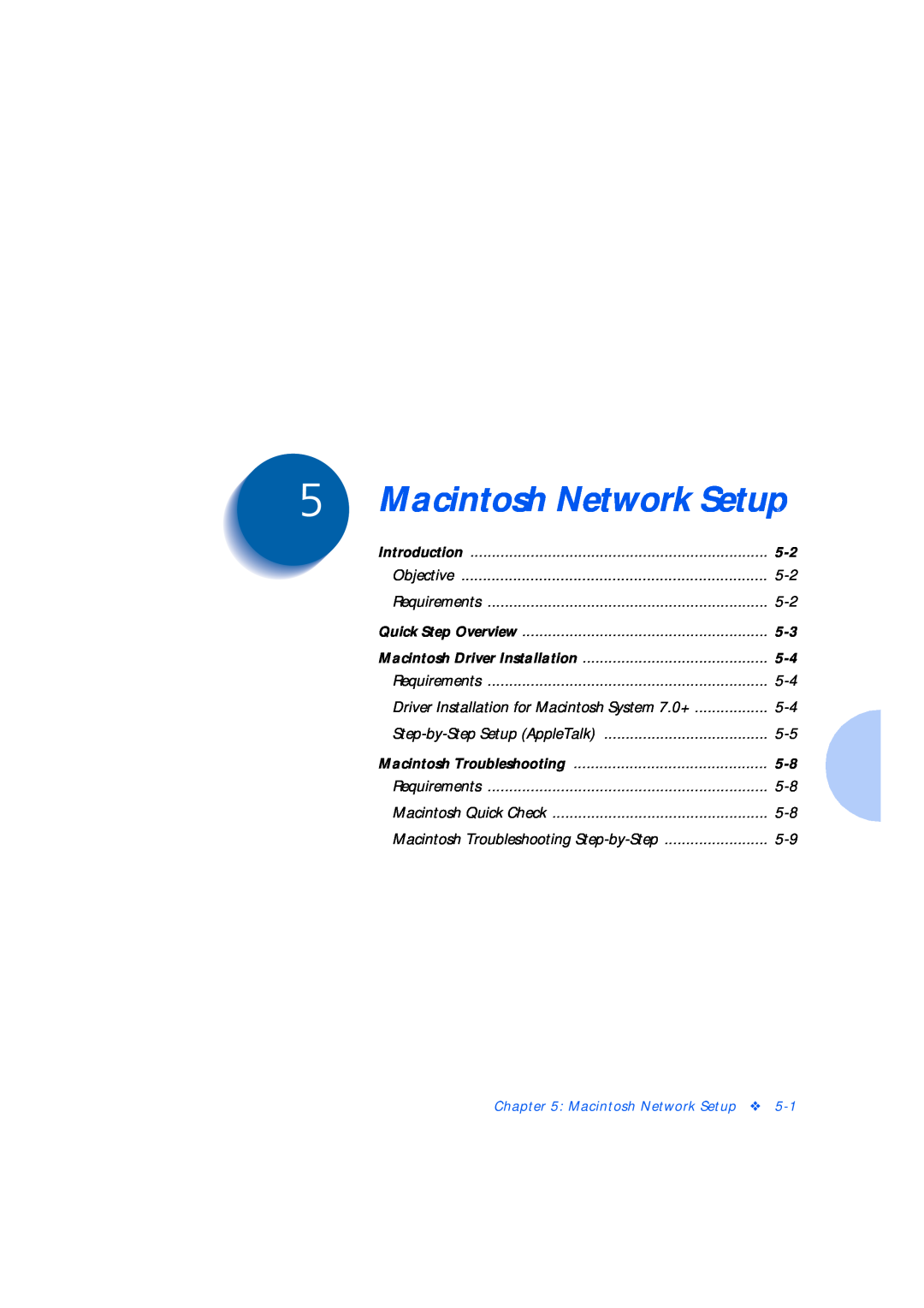 Xerox Network Laser Printers manual Macintosh Network Setup 