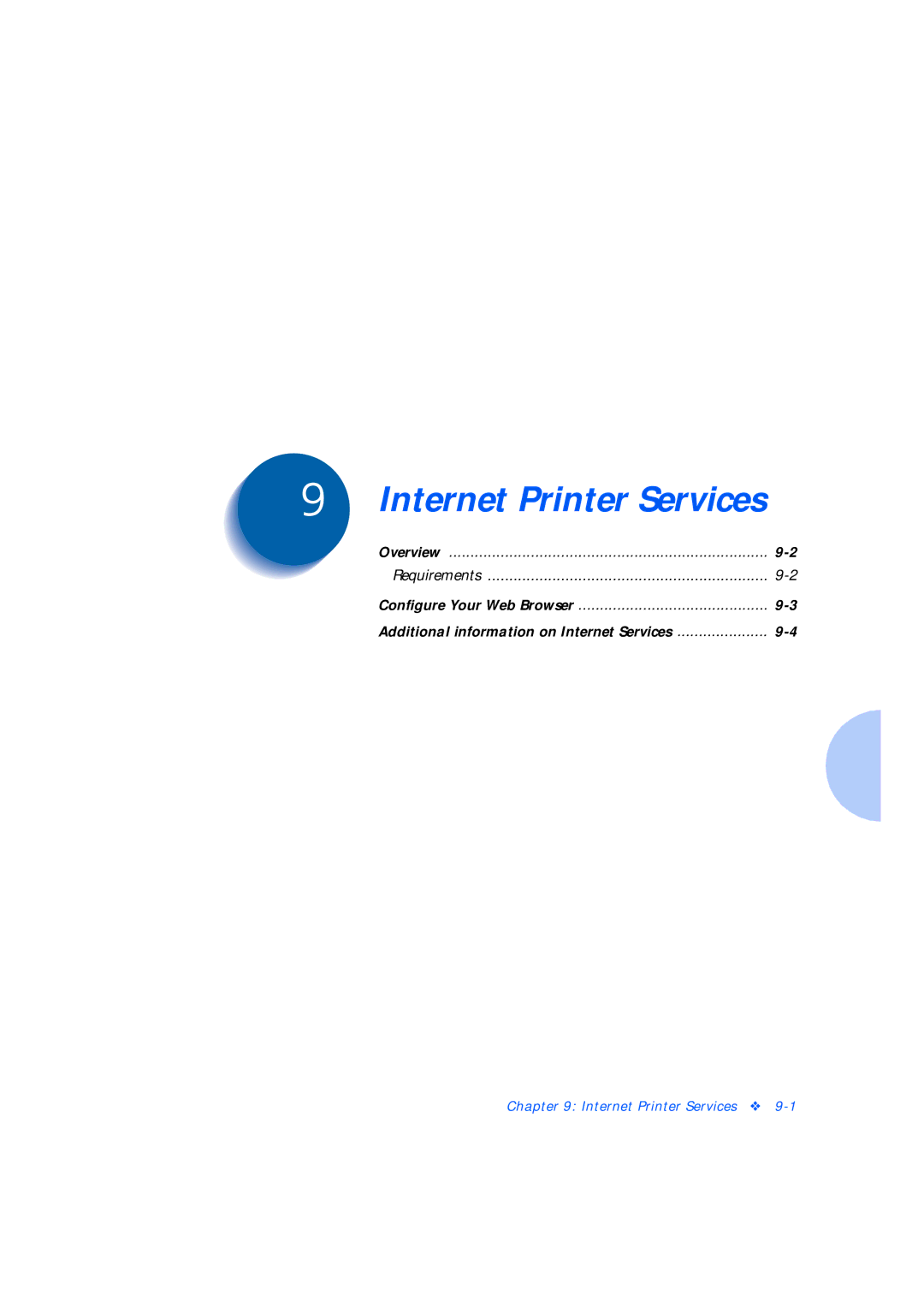 Xerox Network Laser Printers manual Internet Printer Services 