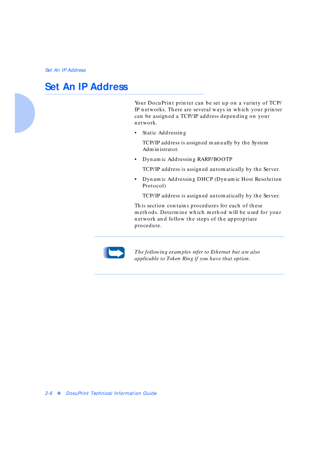 Xerox Network Laser Printers manual Set An IP Address 