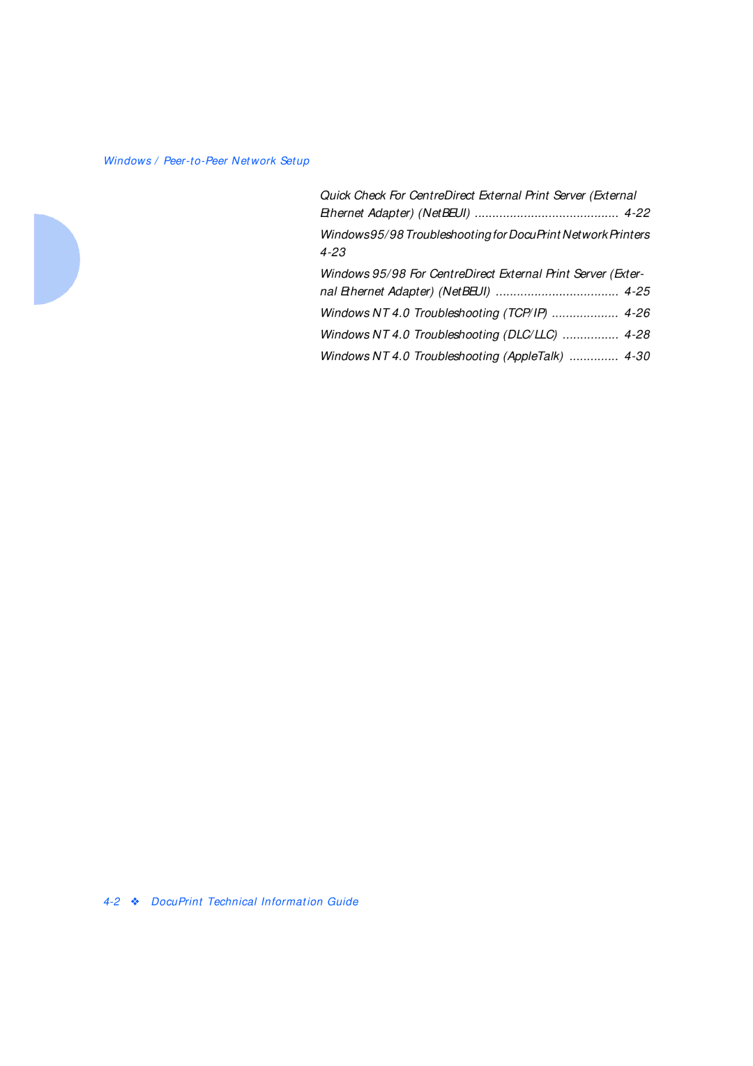 Xerox Network Laser Printers manual Windows NT 