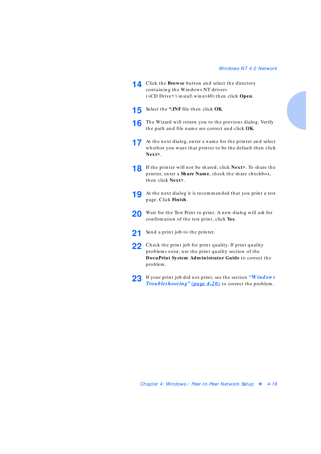 Xerox Network Laser Printers manual Containing the Windows NT drivers 