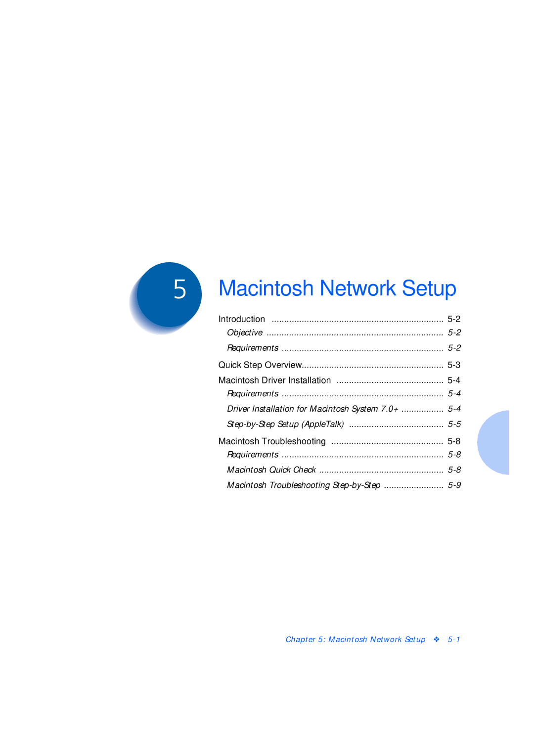 Xerox Network Laser Printers manual Macintosh Network Setup 