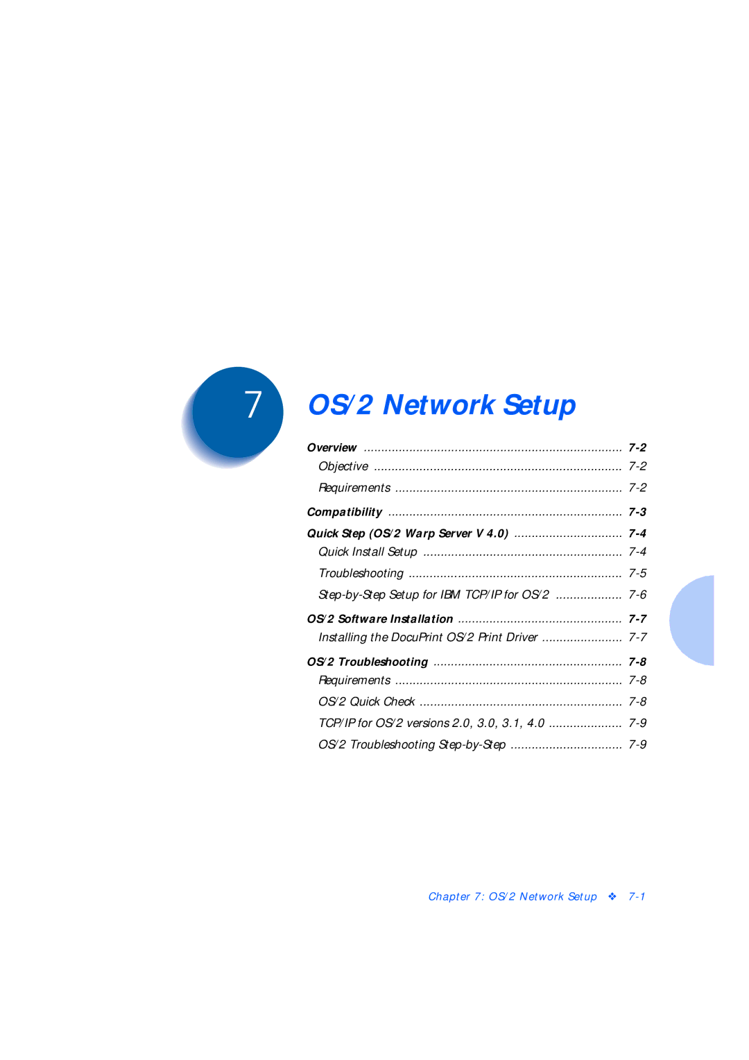 Xerox Network Laser Printers manual OS/2 Network Setup 