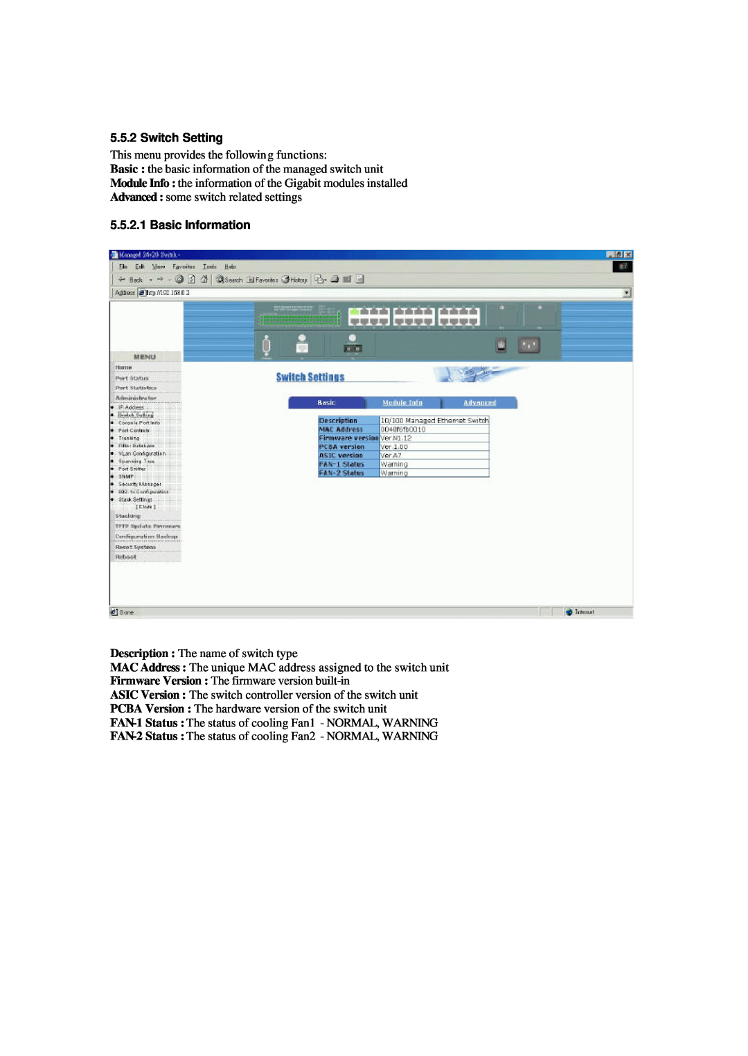 Xerox NS-2260 operation manual Switch Setting, Basic Information 