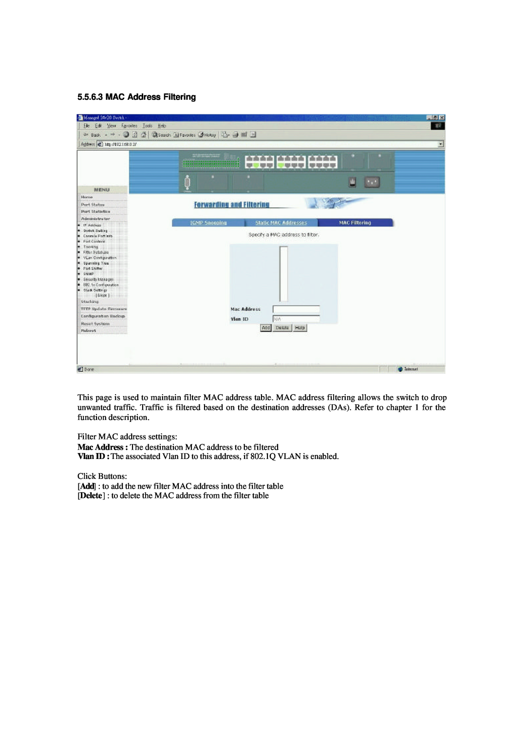 Xerox NS-2260 operation manual MAC Address Filtering 
