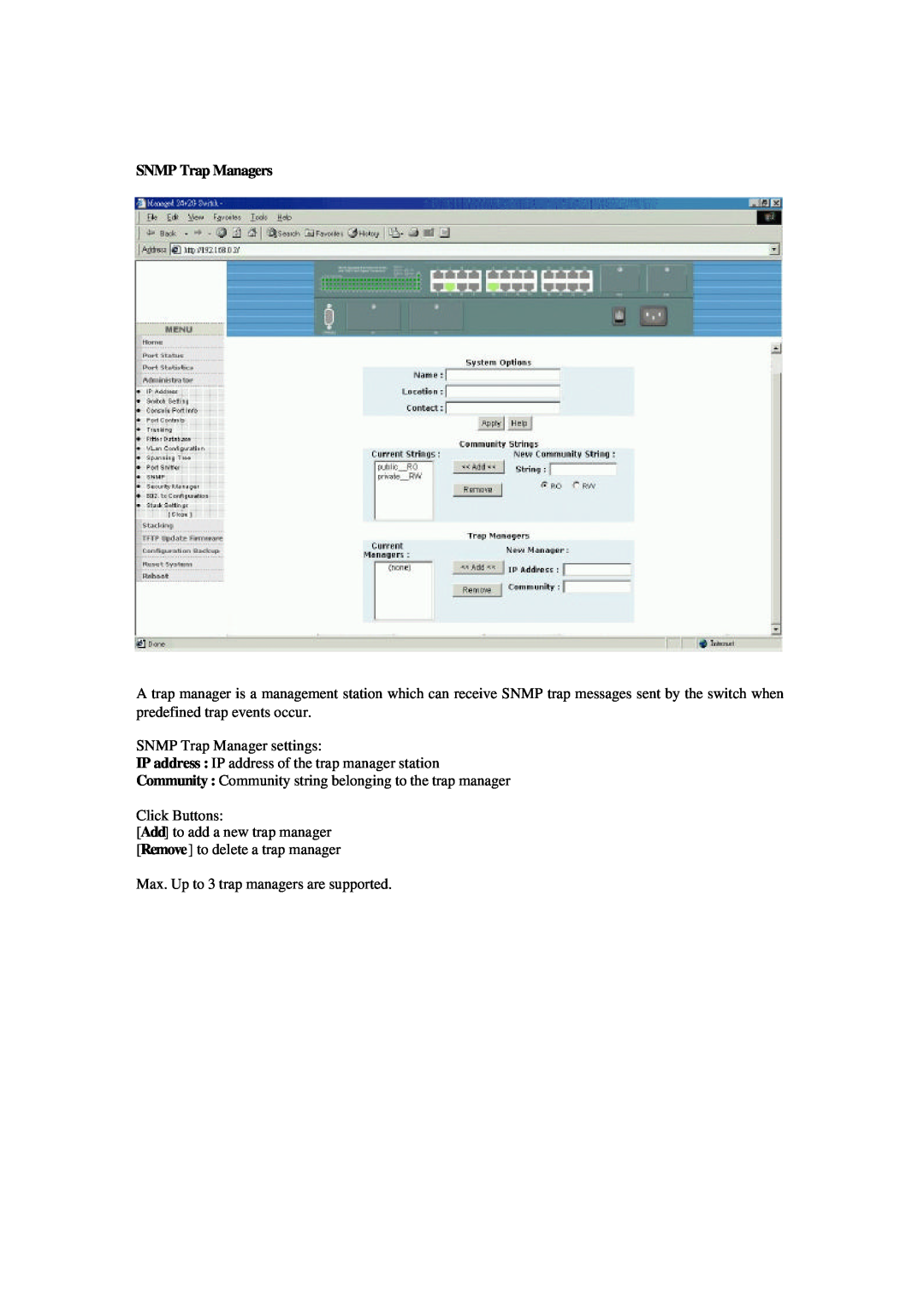 Xerox NS-2260 operation manual SNMP Trap Managers 