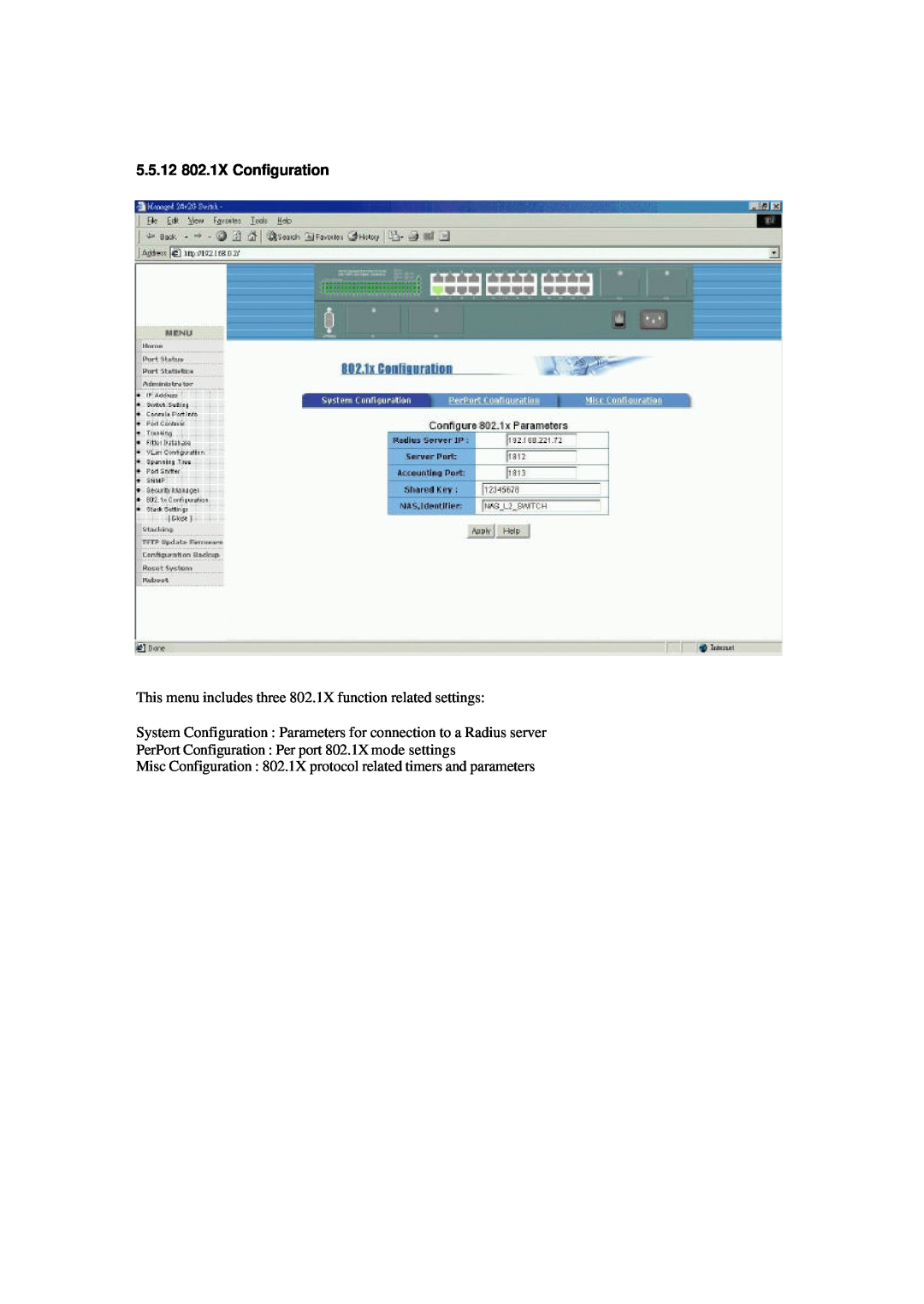 Xerox NS-2260 operation manual 5.5.12 802.1X Configuration 