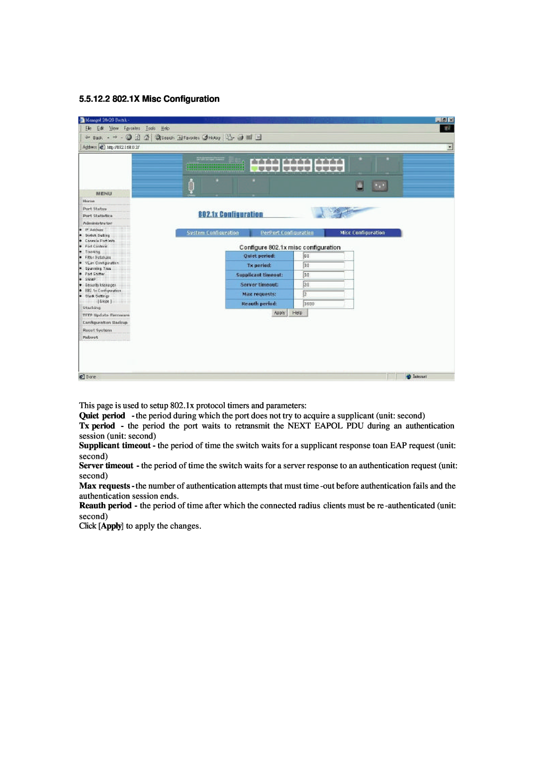 Xerox NS-2260 operation manual 5.5.12.2 802.1X Misc Configuration 