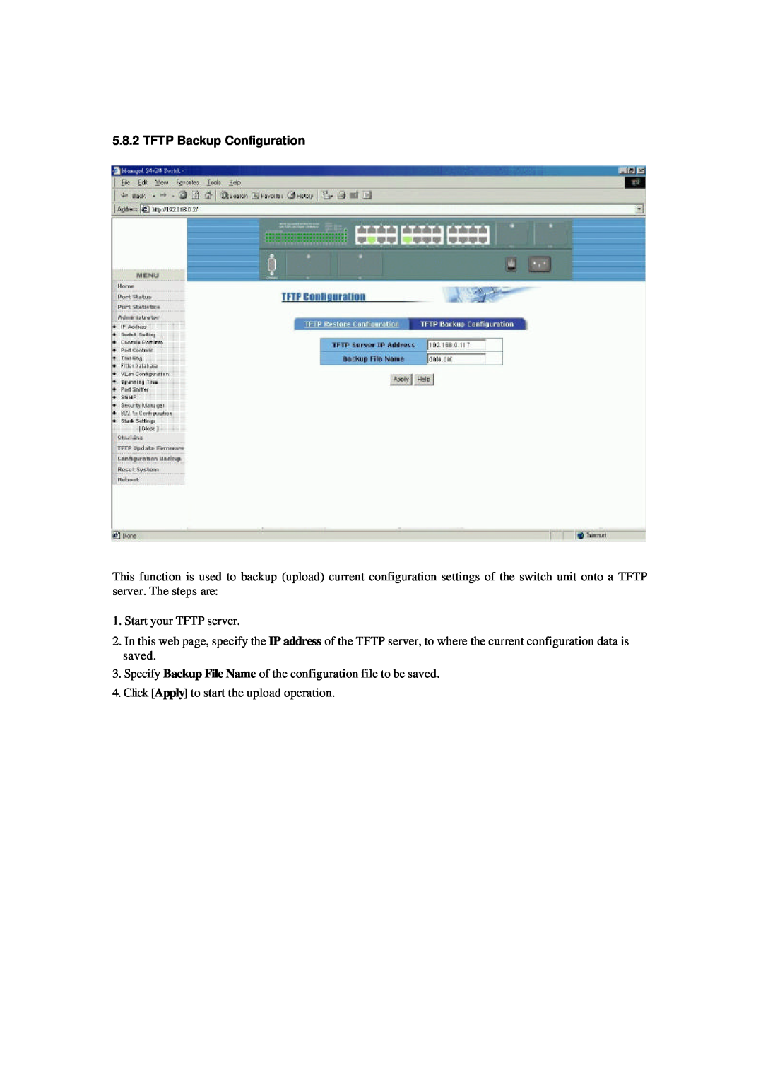 Xerox NS-2260 operation manual TFTP Backup Configuration 