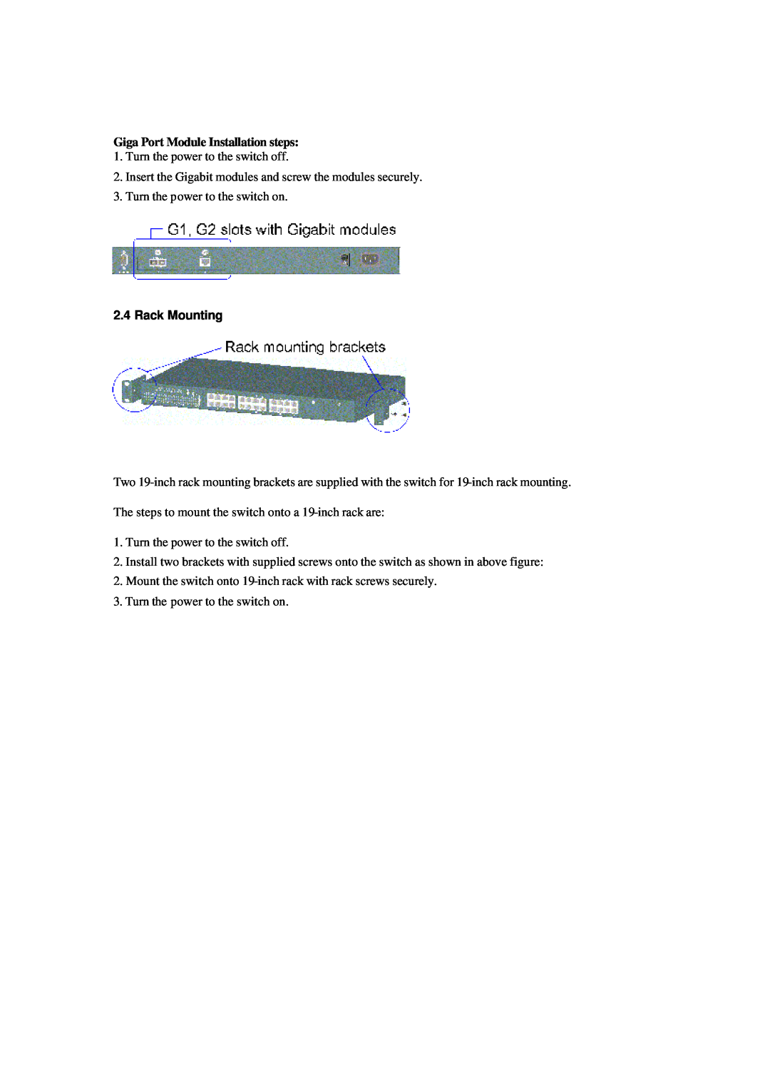 Xerox NS-2260 operation manual Rack Mounting, Giga Port Module Installation steps 