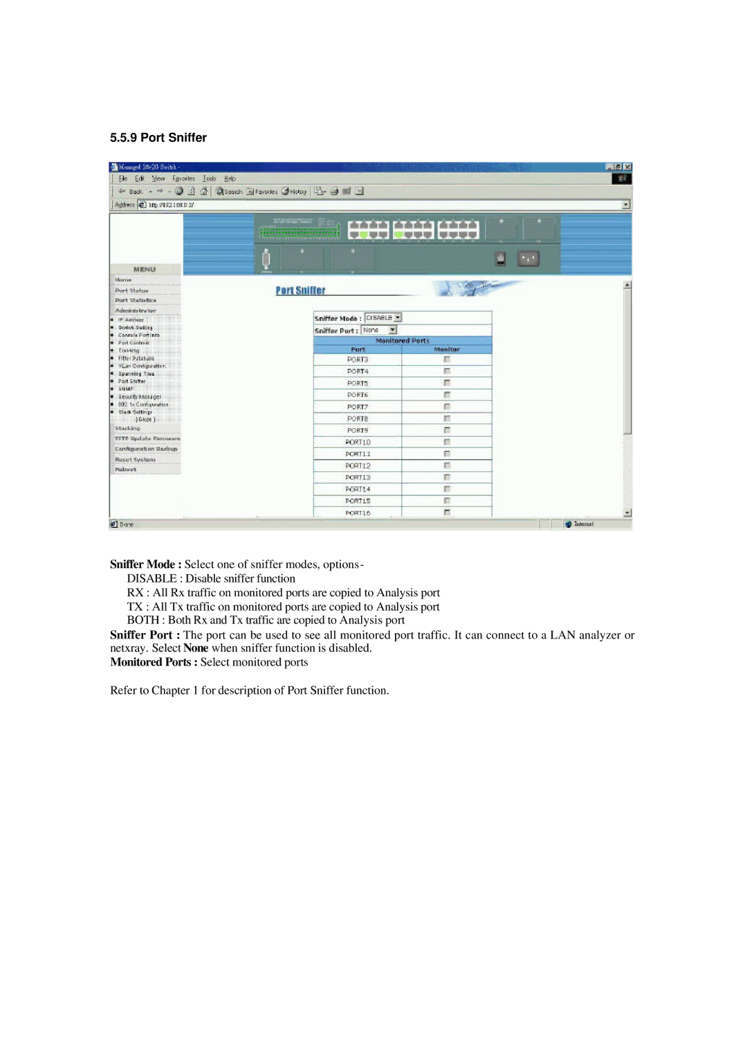 Xerox NS-2260 operation manual Port Sniffer 