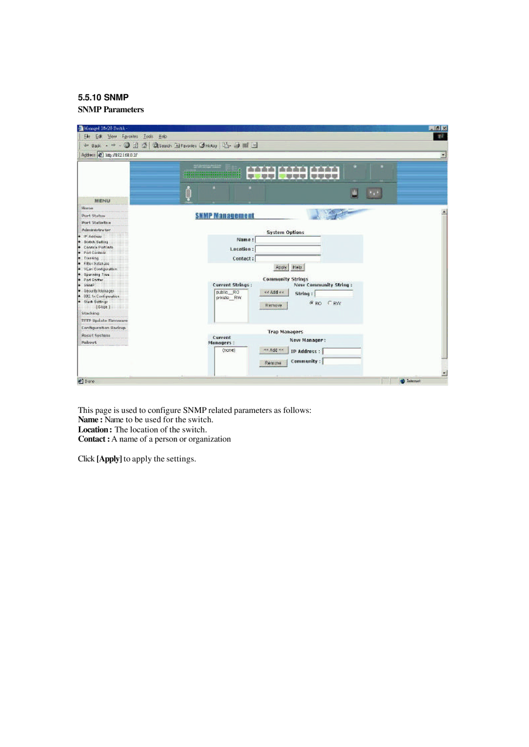 Xerox NS-2260 operation manual Snmp Parameters 