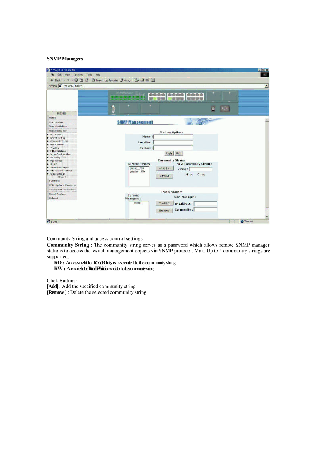 Xerox NS-2260 operation manual Snmp Managers 