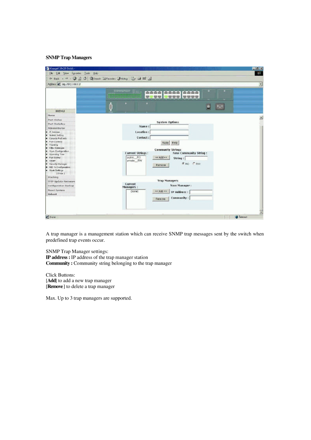 Xerox NS-2260 operation manual Snmp Trap Managers 