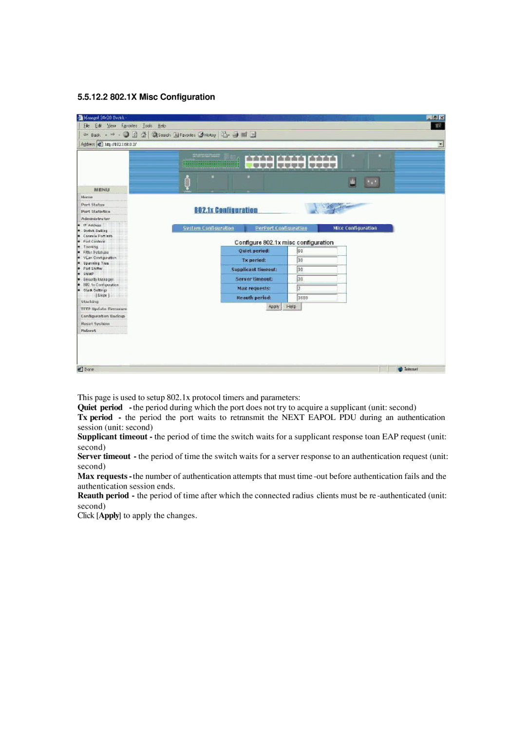 Xerox NS-2260 operation manual 12.2 802.1X Misc Configuration 