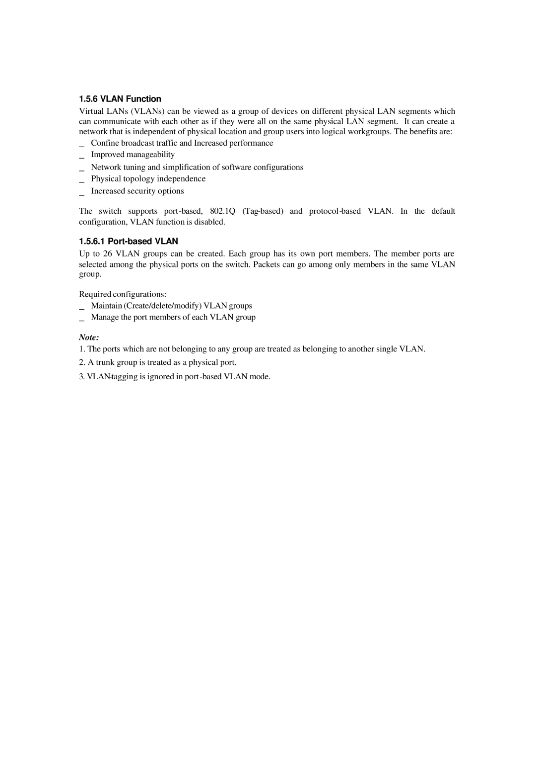 Xerox NS-2260 operation manual Vlan Function, Port-based Vlan 