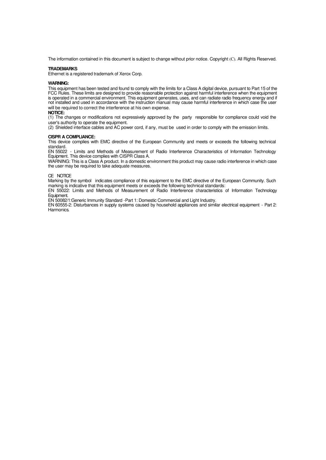 Xerox NS-2260 operation manual Trademarks 