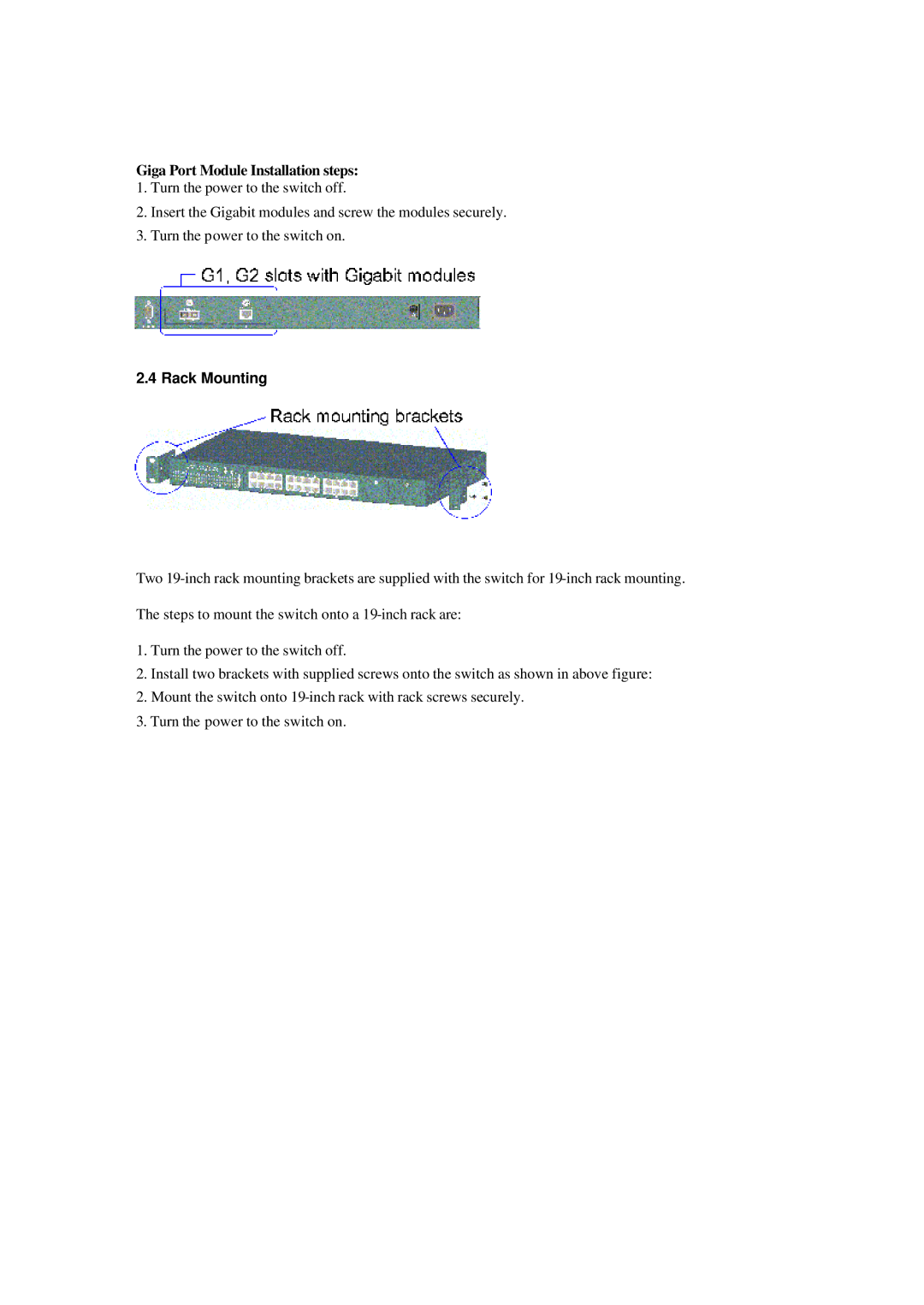 Xerox NS-2260 operation manual Giga Port Module Installation steps, Rack Mounting 