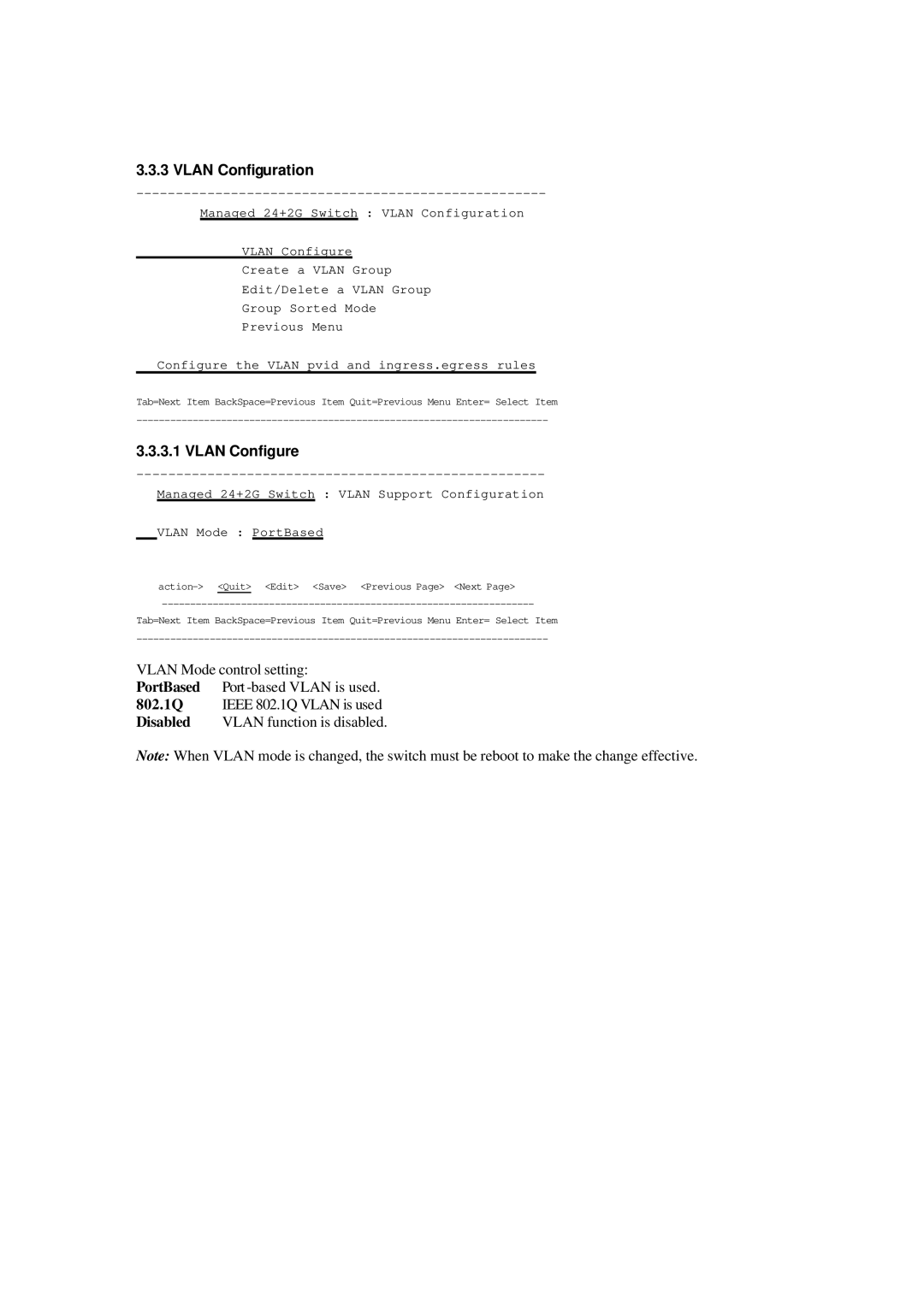 Xerox NS-2260 operation manual Vlan Configuration, Vlan Configure 