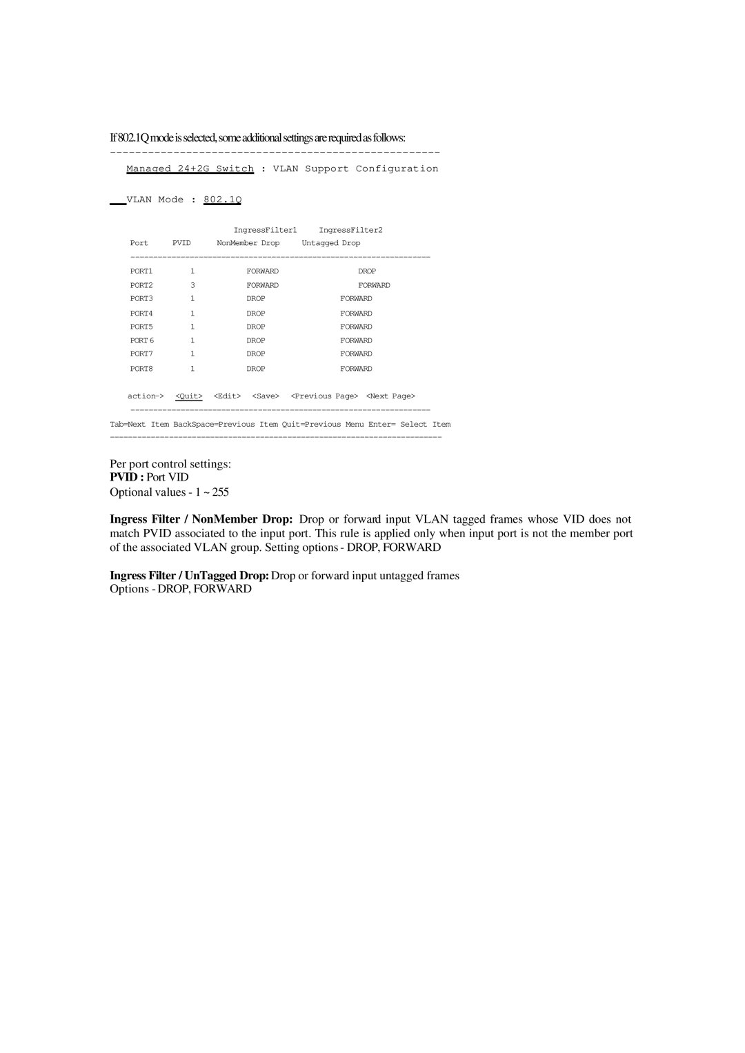 Xerox NS-2260 operation manual Vlan Mode 802.1Q 