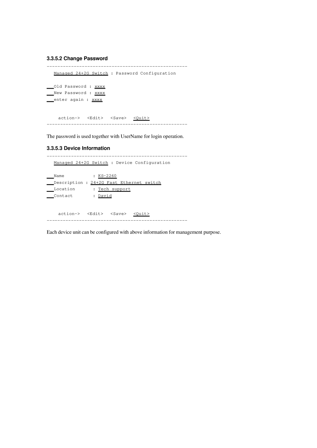 Xerox NS-2260 operation manual Change Password, Device Information 