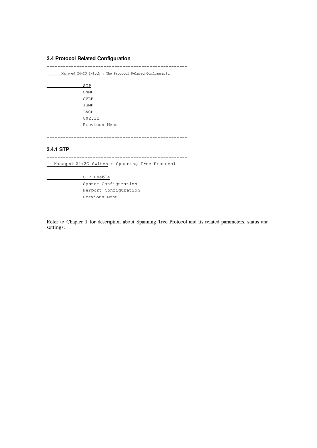 Xerox NS-2260 operation manual Protocol Related Configuration, 1 STP 