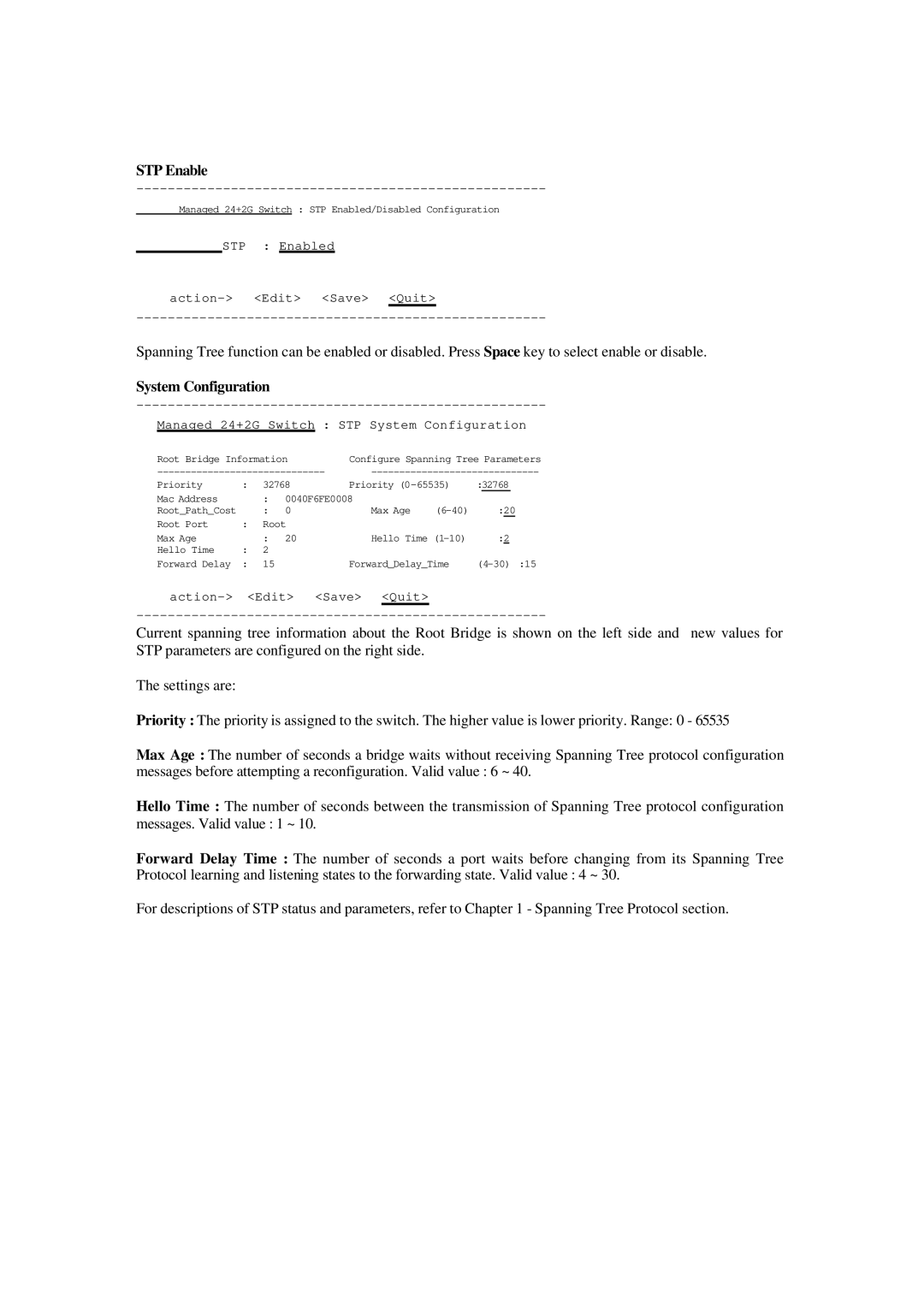 Xerox NS-2260 operation manual STP Enable, System Configuration 