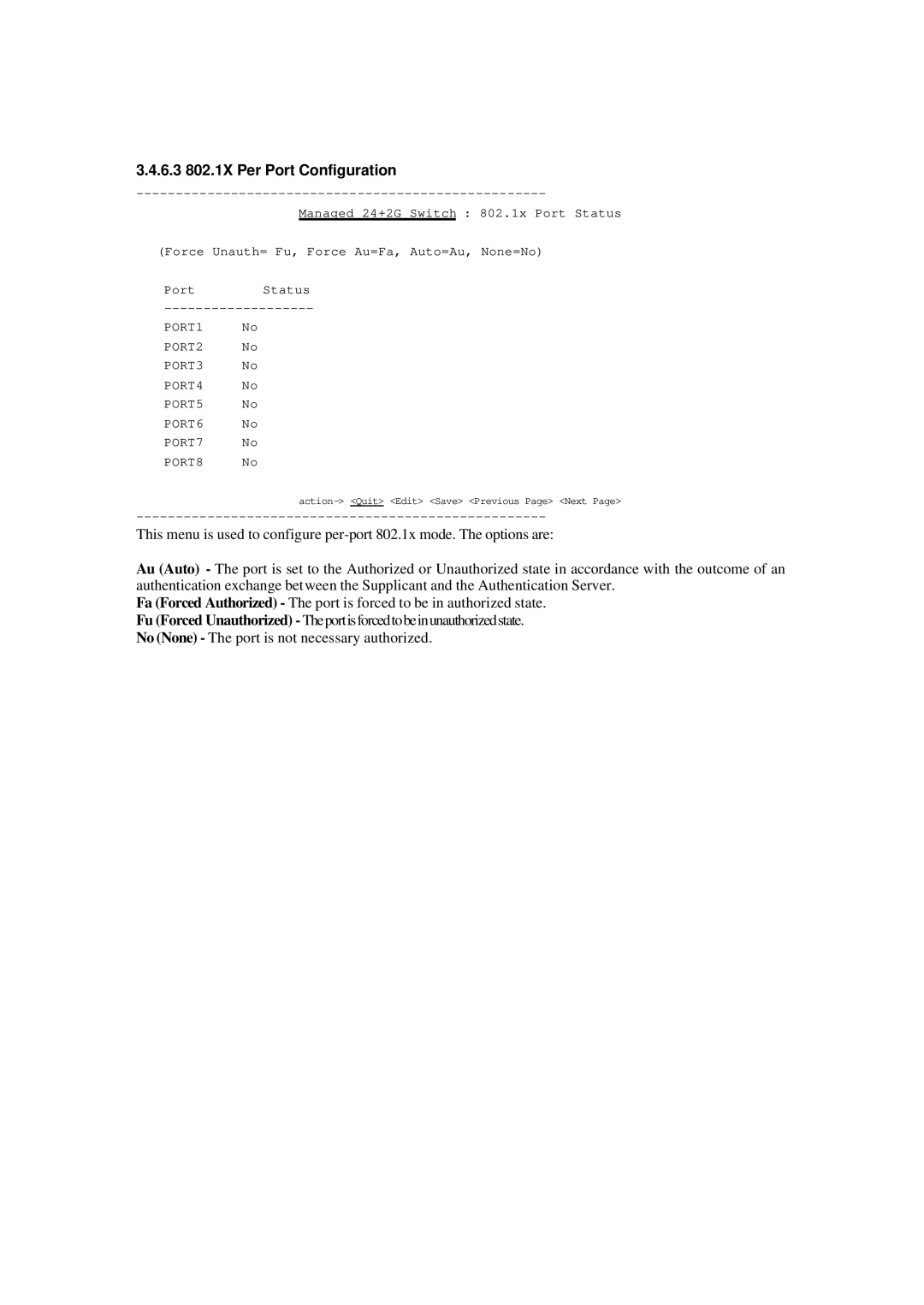 Xerox NS-2260 operation manual 6.3 802.1X Per Port Configuration 