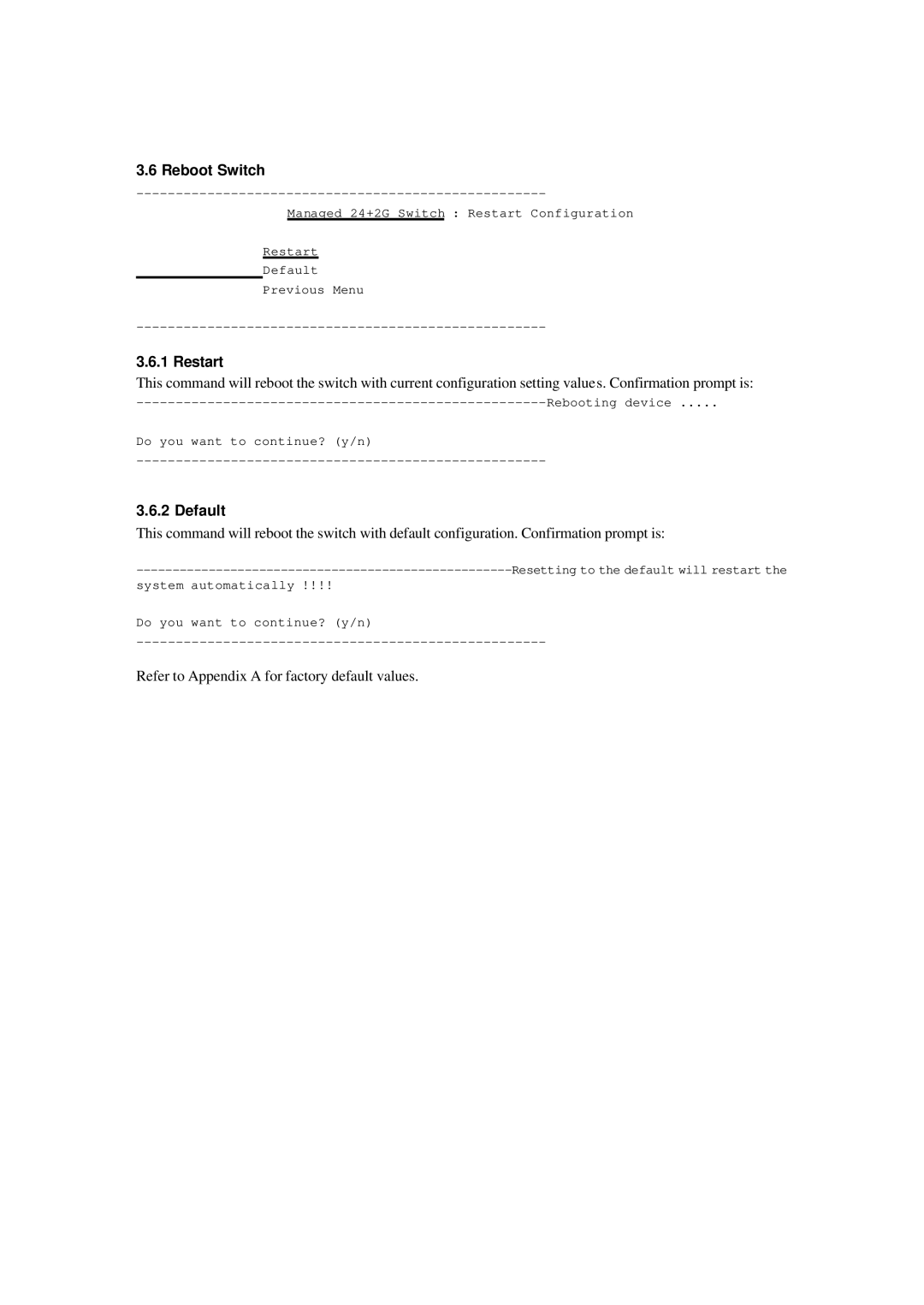 Xerox NS-2260 operation manual Reboot Switch, Restart, Default 