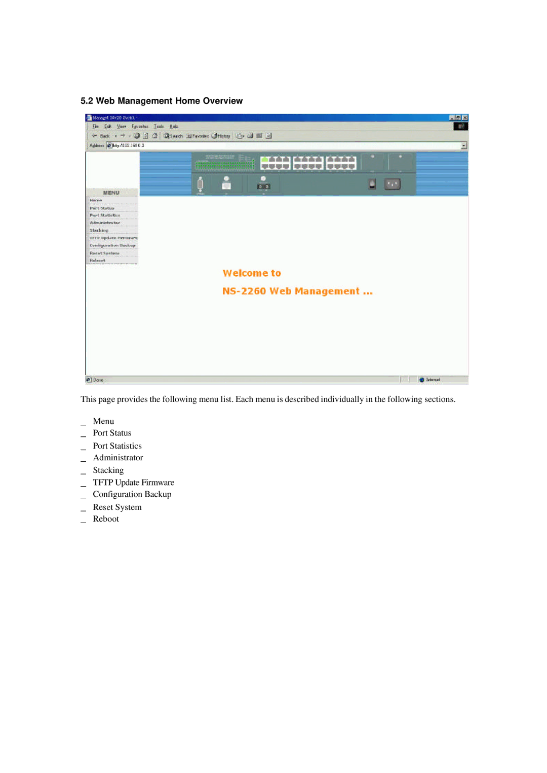 Xerox NS-2260 operation manual Web Management Home Overview 