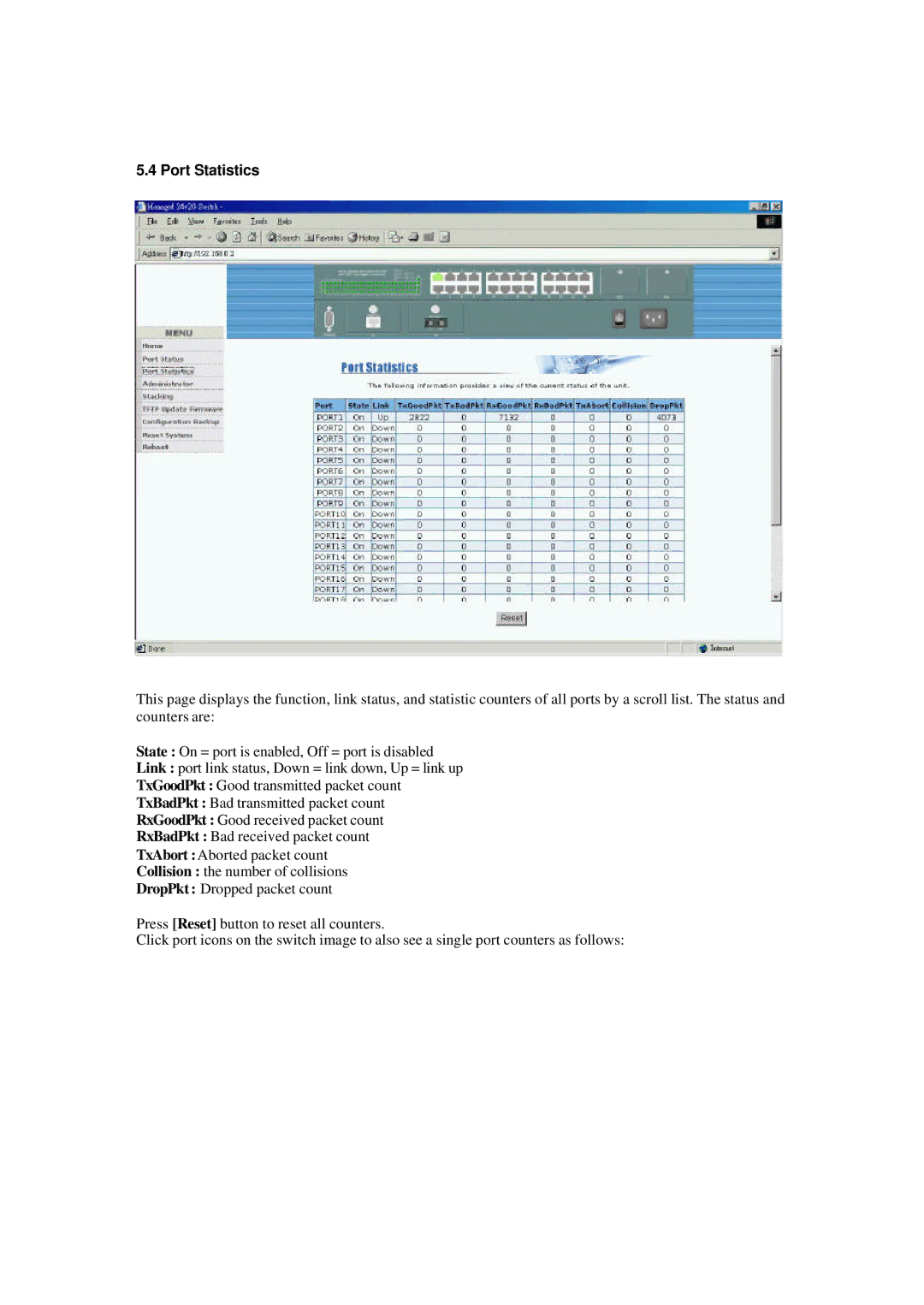 Xerox NS-2260 operation manual Port Statistics 