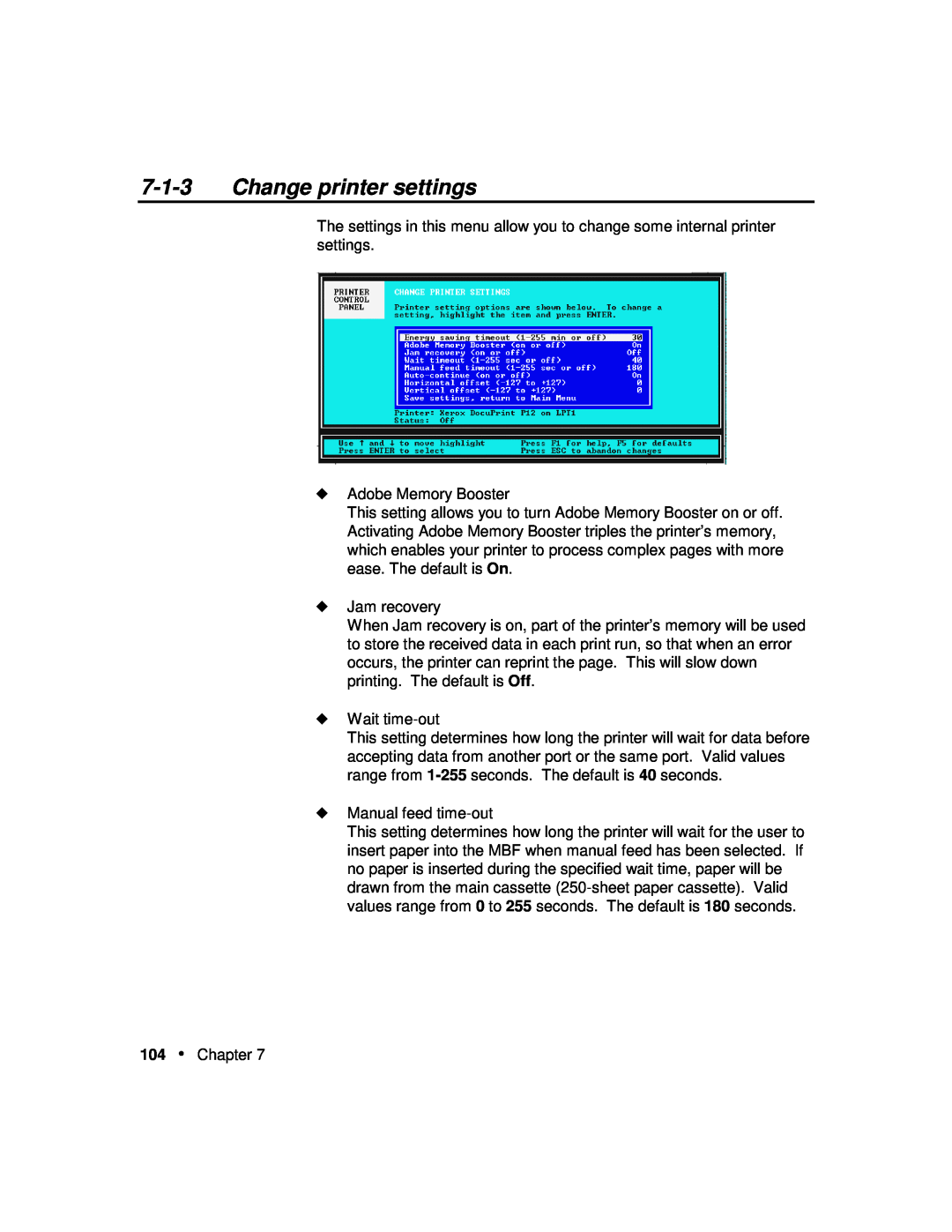 Xerox P12 manual Change printer settings 