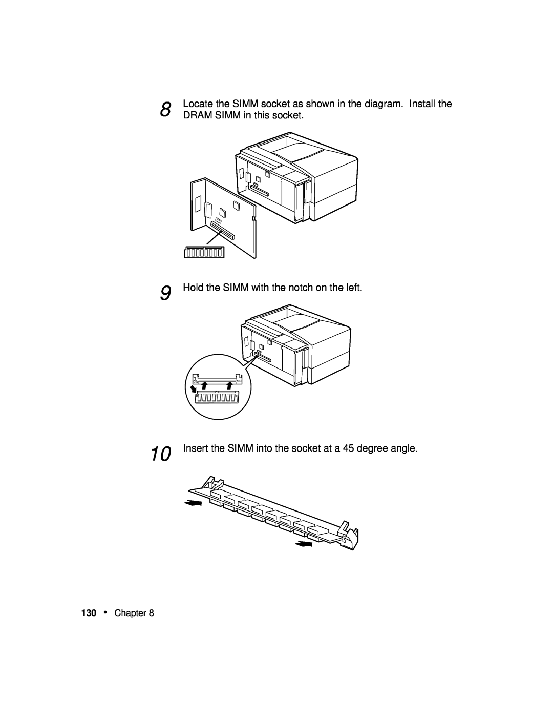 Xerox P12 manual Locate the SIMM socket as shown in the diagram. Install the, DRAM SIMM in this socket, Chapter 