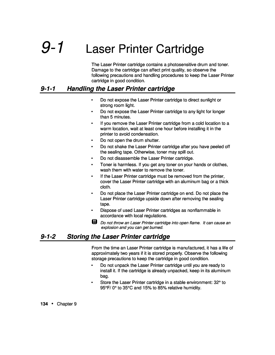 Xerox P12 manual Laser Printer Cartridge, Handling the Laser Printer cartridge, Storing the Laser Printer cartridge 