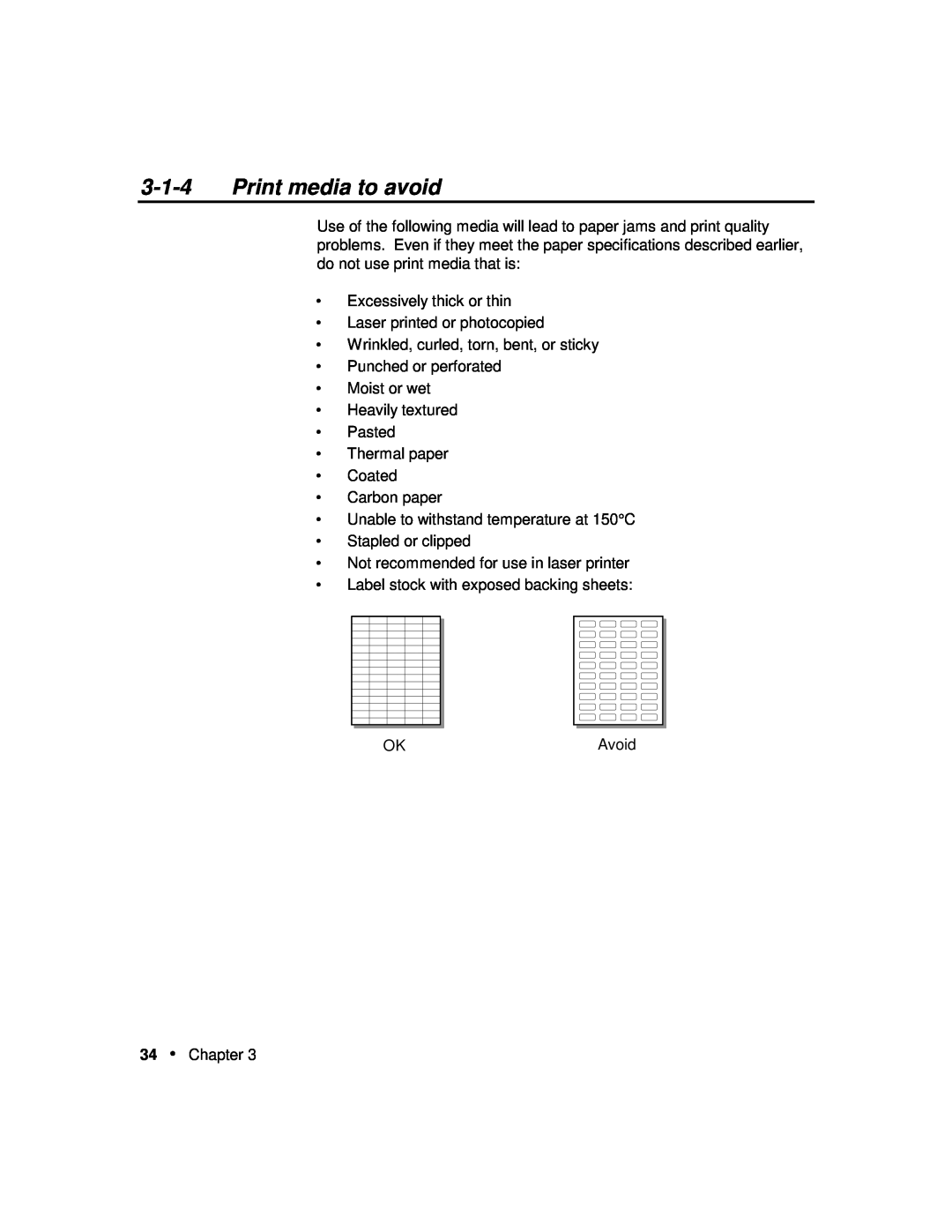 Xerox P12 manual Print media to avoid 