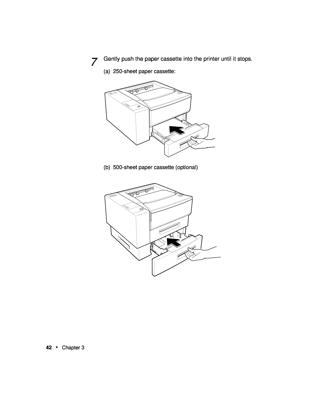 Xerox P12 manual Gently push the paper cassette into the printer until it stops, a 250-sheet paper cassette 