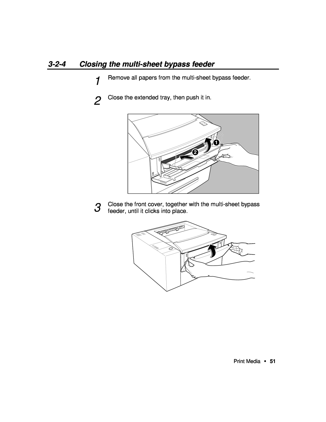 Xerox P12 manual Closing the multi-sheet bypass feeder, Remove all papers from the multi-sheet bypass feeder 