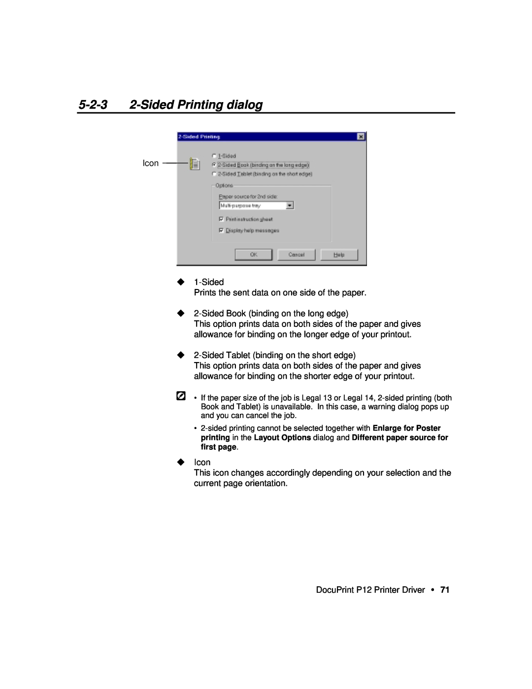 Xerox P12 manual 5-2-3 2-Sided Printing dialog 