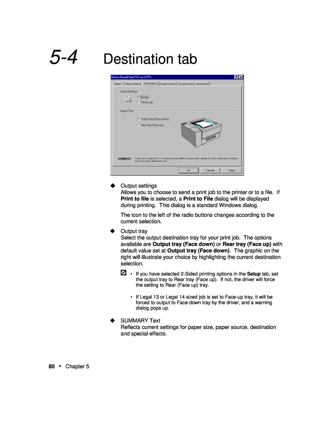 Xerox P12 manual Destination tab 