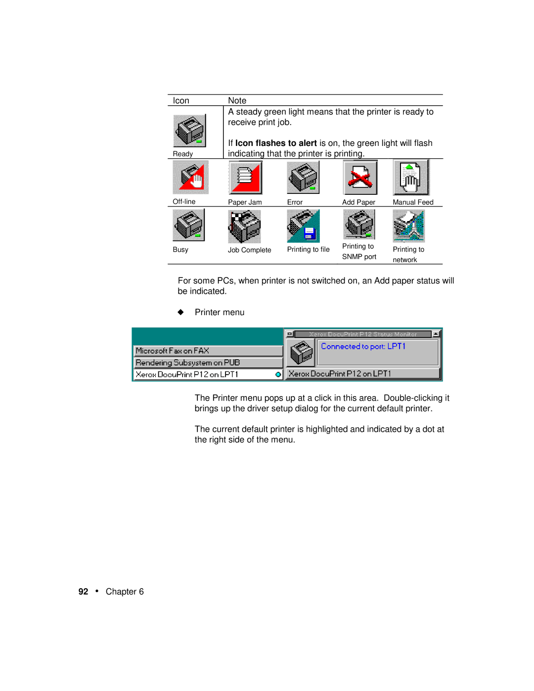 Xerox P12 manual Indicating that the printer is printing 