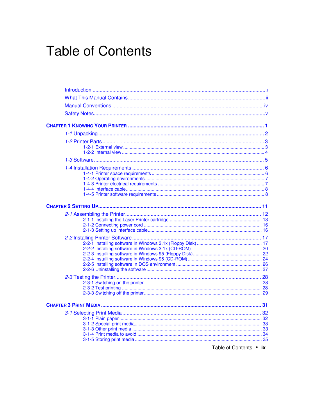 Xerox P12 manual Table of Contents 