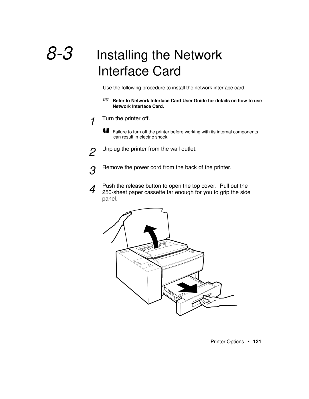 Xerox P12 manual 3Installing the Network Interface Card 