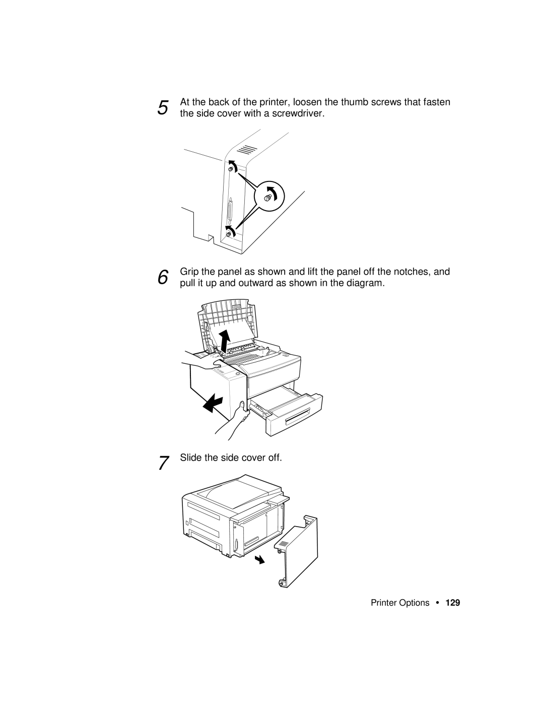 Xerox P12 manual Side cover with a screwdriver 