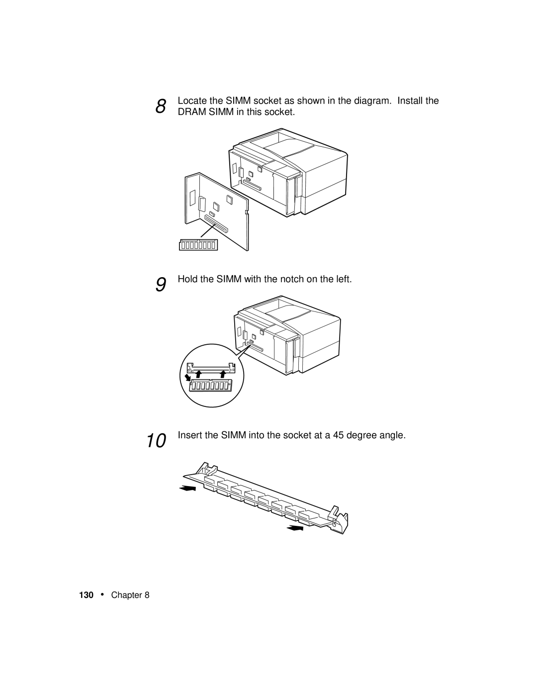 Xerox P12 manual Locate the Simm socket as shown in the diagram. Install 