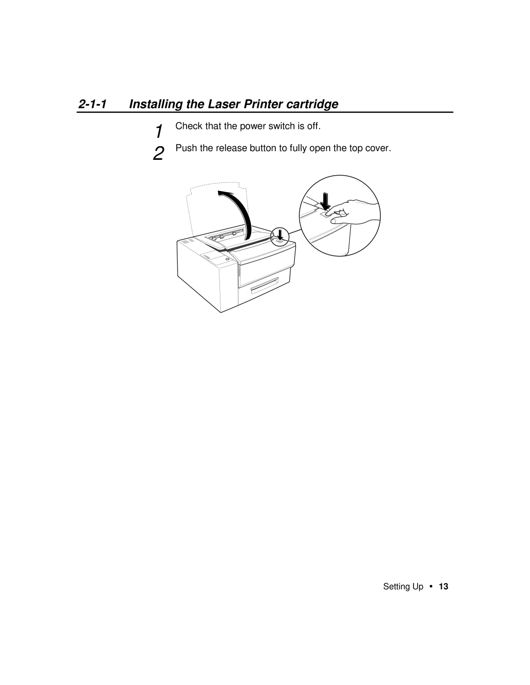 Xerox P12 manual Installing the Laser Printer cartridge 