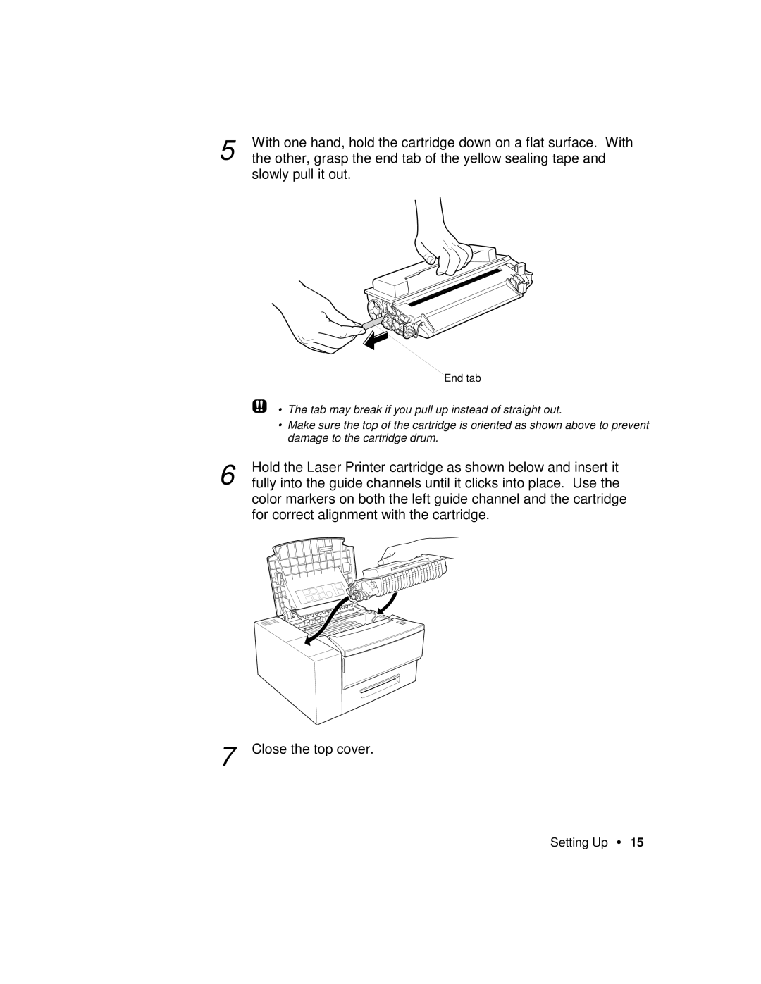 Xerox P12 manual Other, grasp the end tab of the yellow sealing tape 