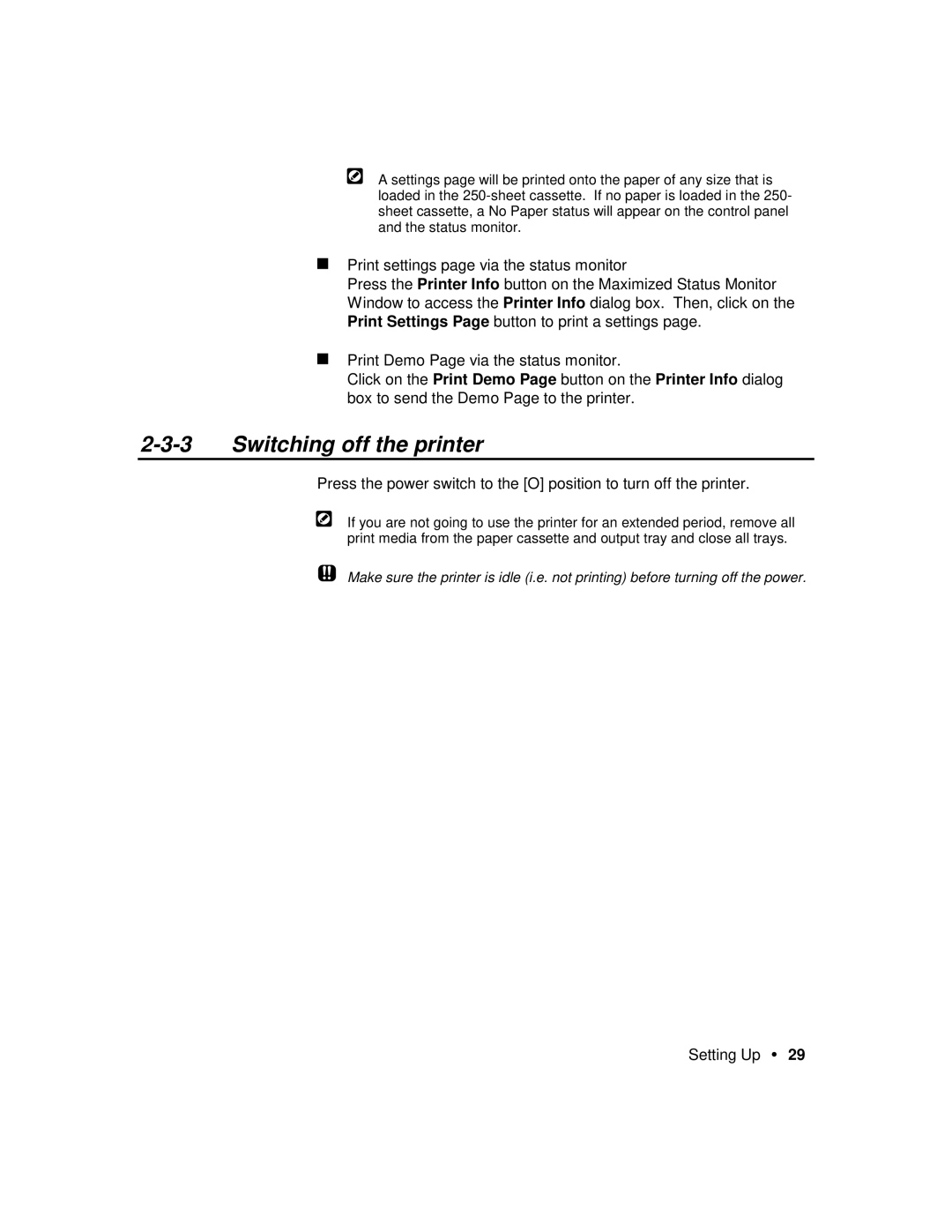 Xerox P12 manual Switching off the printer 